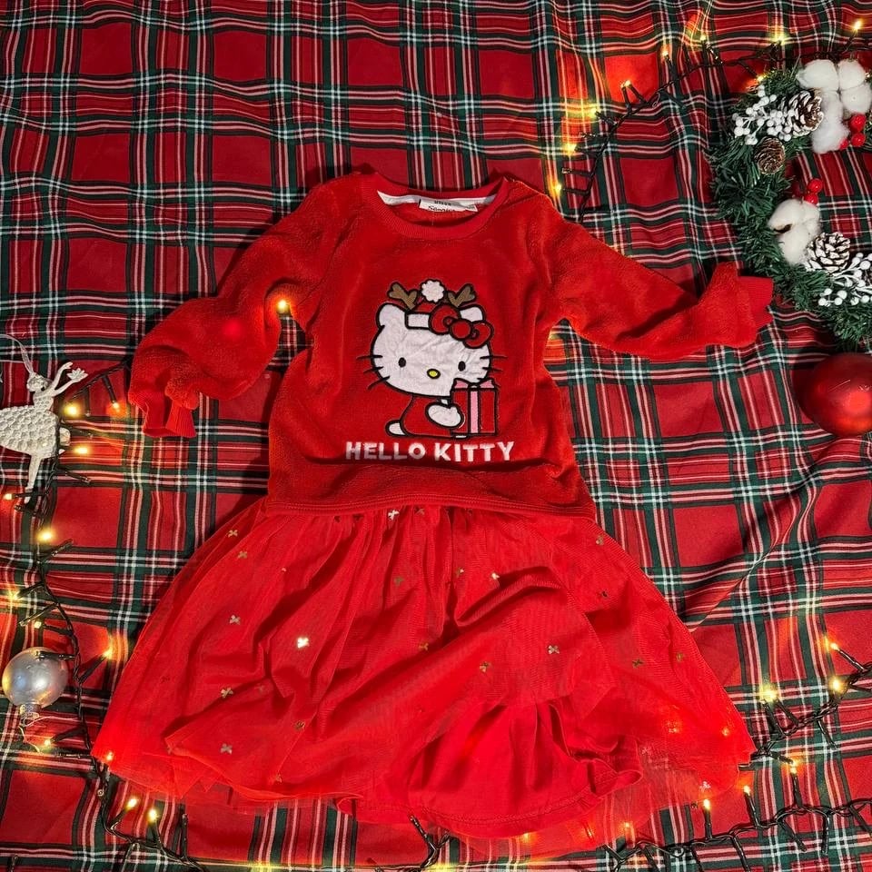 Світшот плюшевий червоний «Hello Kitty» (з ріжками й подарунком) — фото 2
