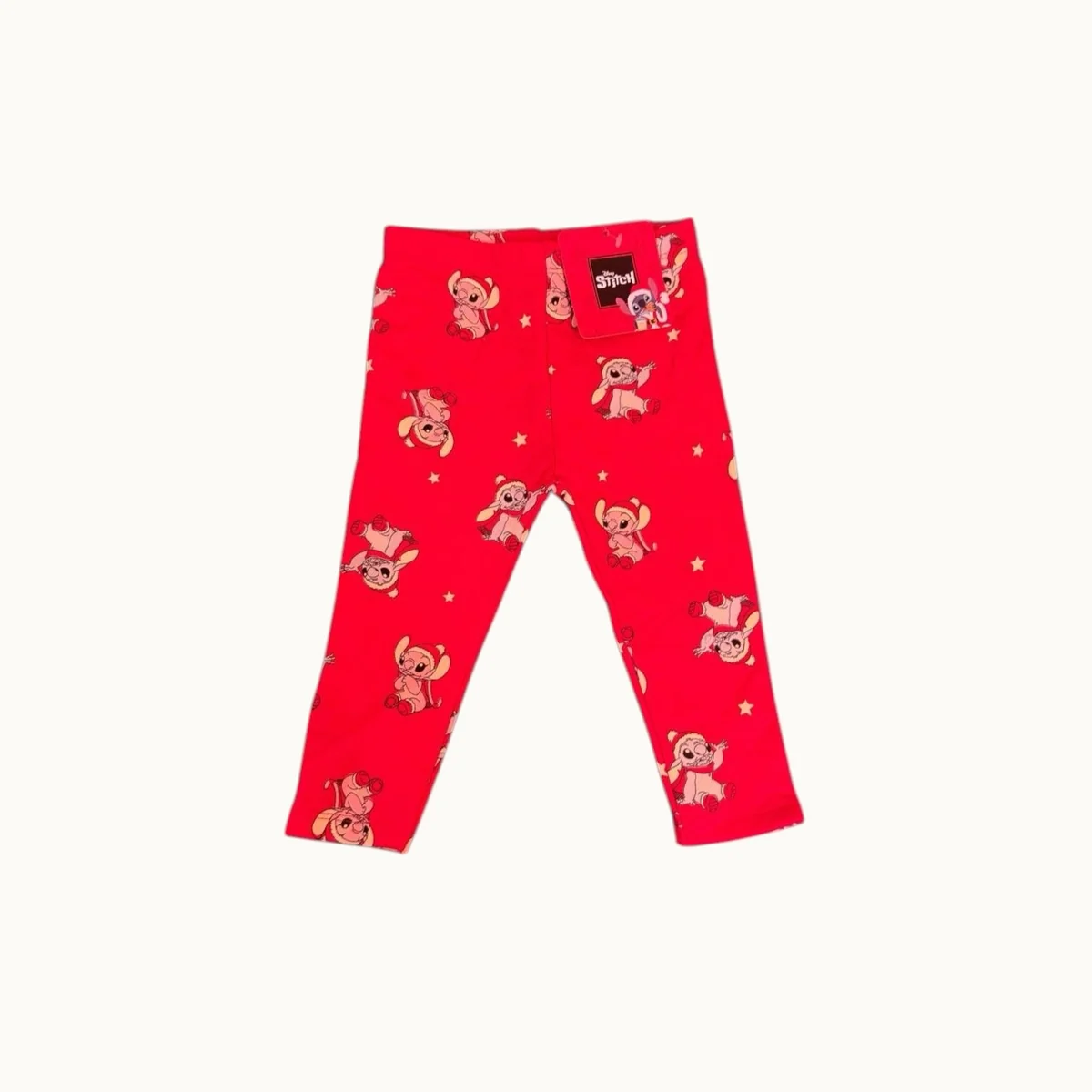 Легінси червоні «Стіч» (Стіч у шапочці й шарфі, зірочки) — фото 1